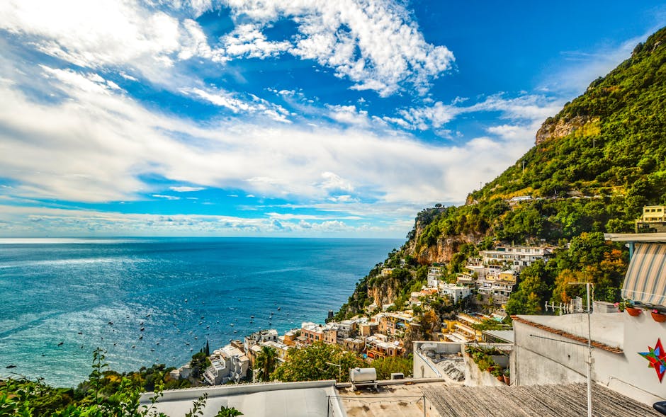 Amalfi Coast village with sea view