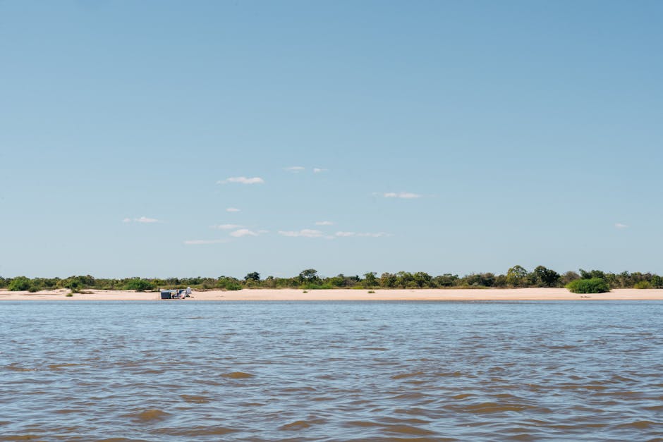 Amazon river beach clear water
