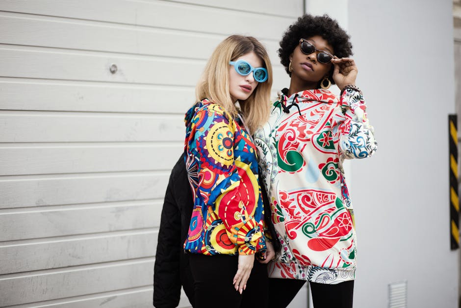 Bold colorful outfits in Barcelona street