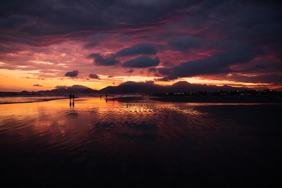 Brazilian beach sunset vibrant colors