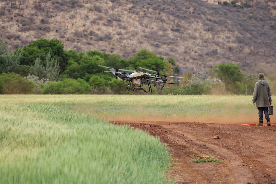 Brazilian farmer using AI drone in field
