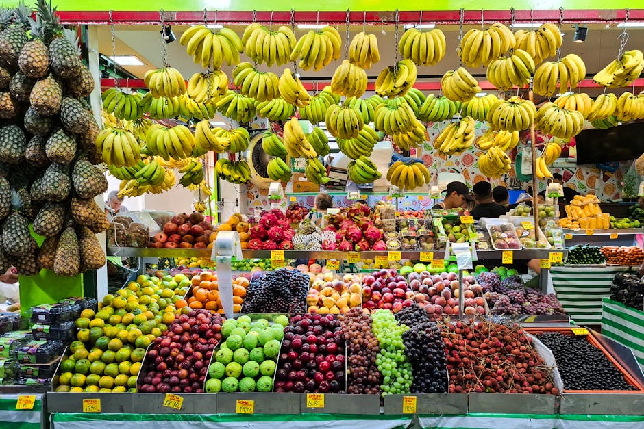 Brazilian fruit market vibrant colors