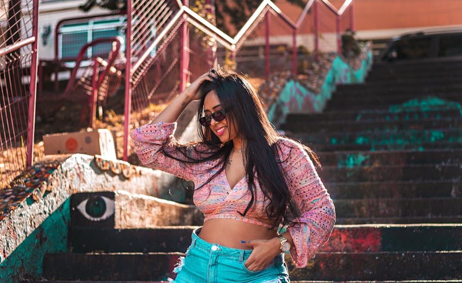 Brazilian woman colorful urban style