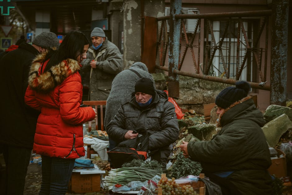 Bustling local market Eastern Europe