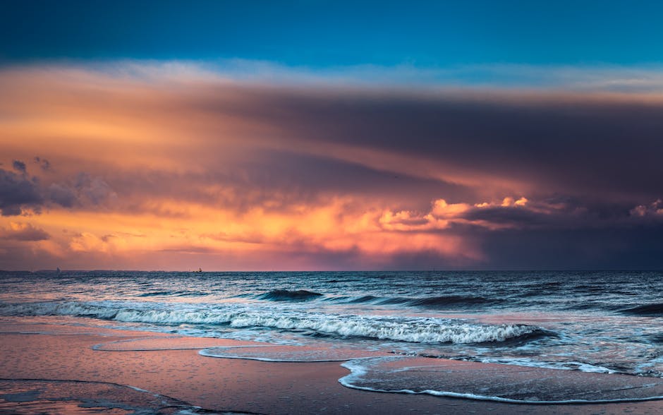 calm Baltic Sea beach sunset