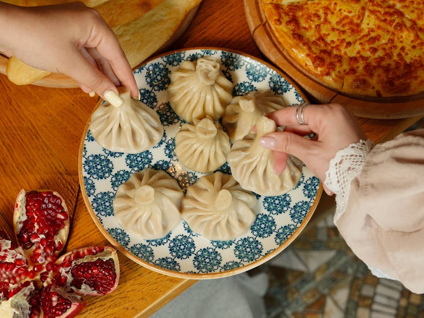 Caucasian khinkali cooking