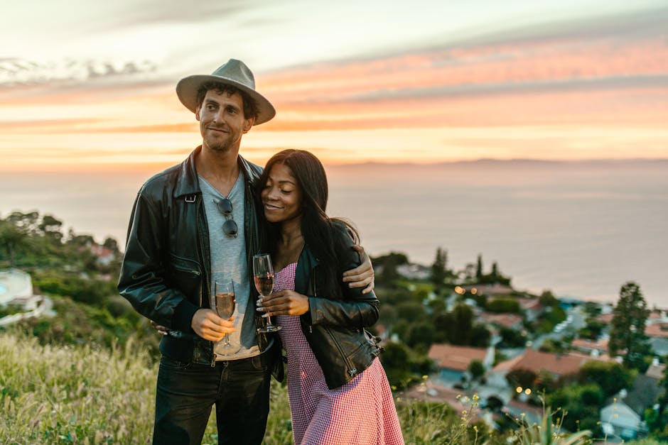 Champagne vineyard sunset couple