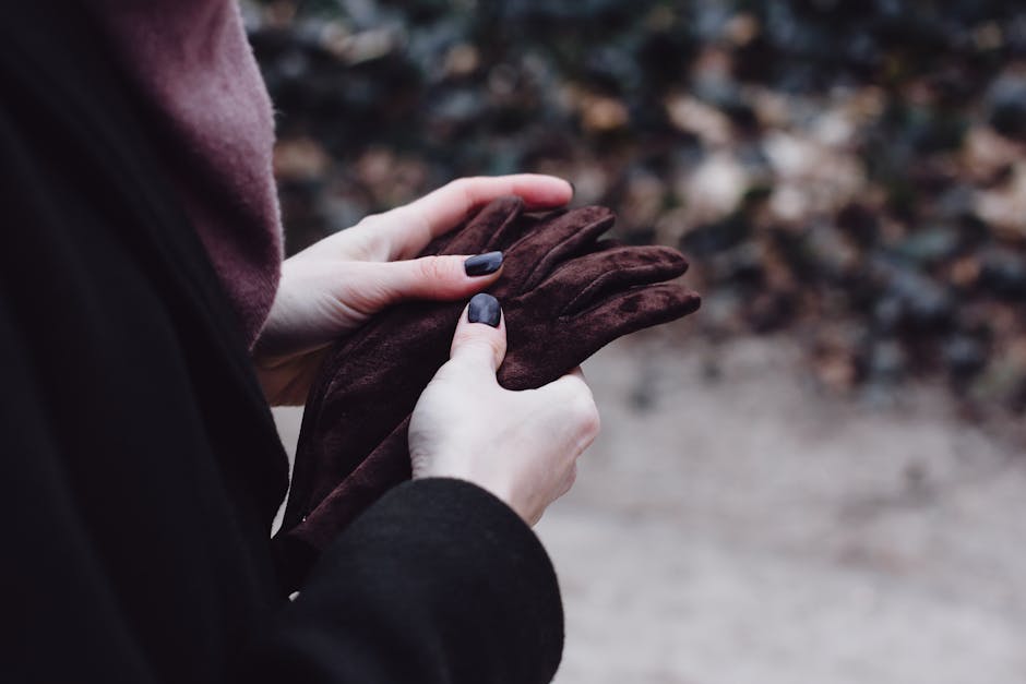 close-up on elegant winter accessories