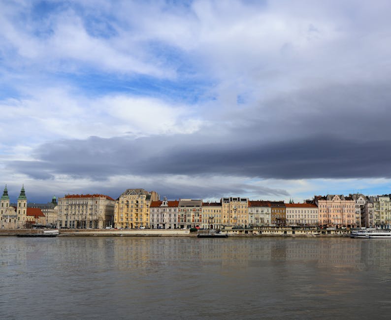 colorful Eastern European houses river