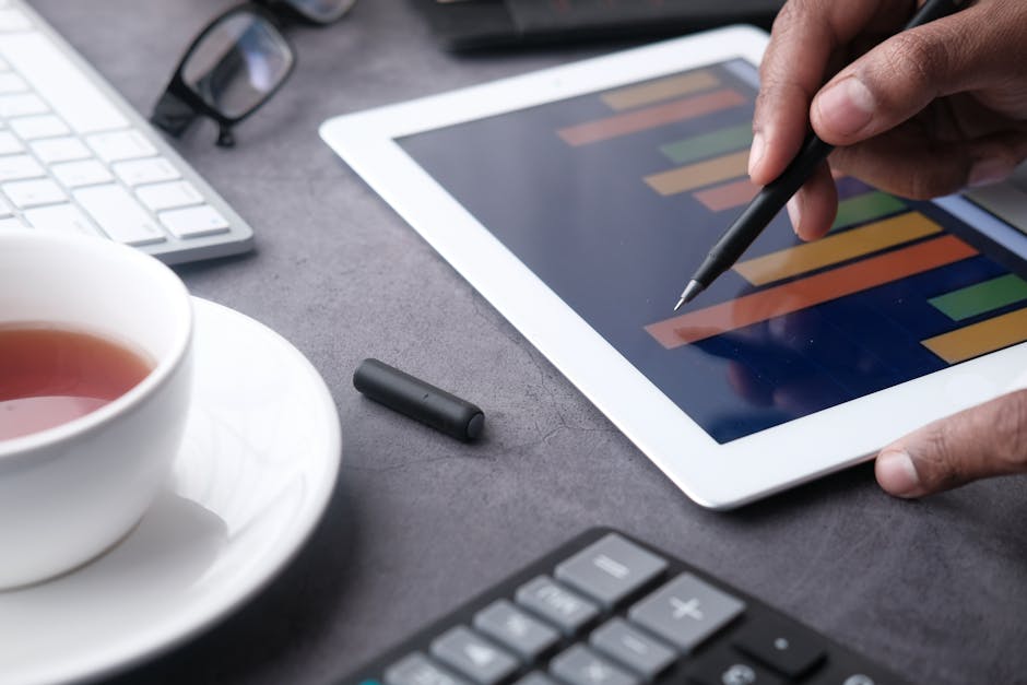 comparison table on tablet with business tools