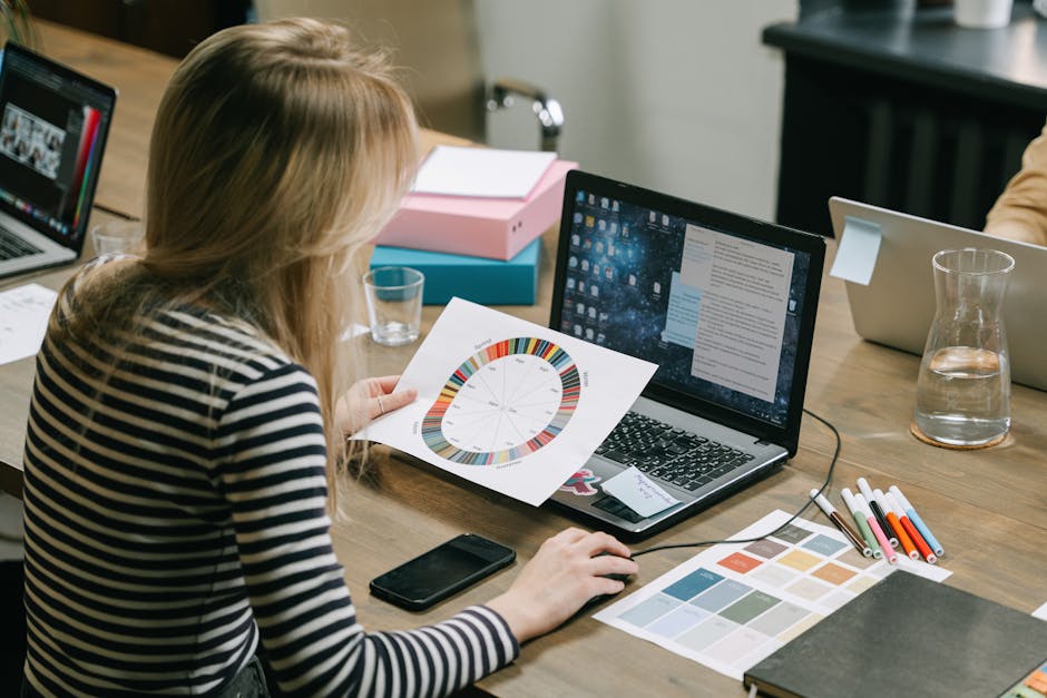 creative person using AI tools at desk