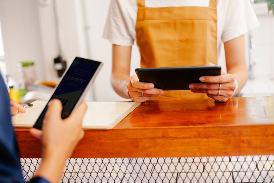 customer service chatbot on tablet with online  background