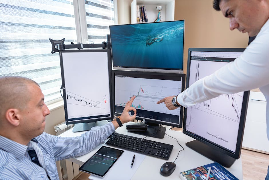 Data analysis on multiple screens with business people