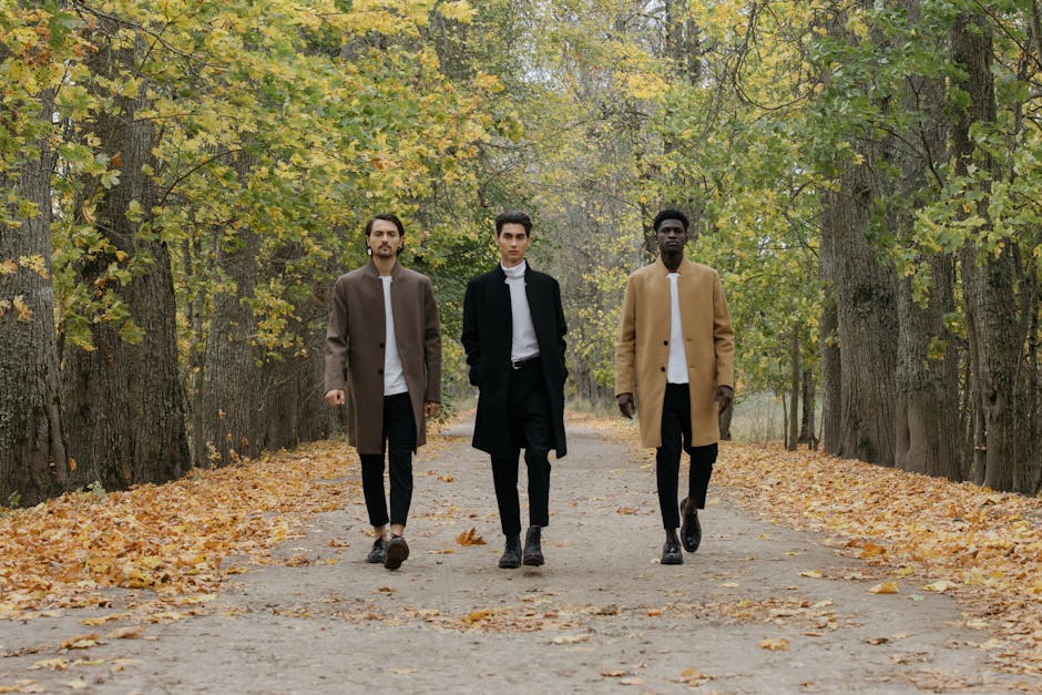 diverse seasonal fashion collage with coats, dresses, and light jackets
