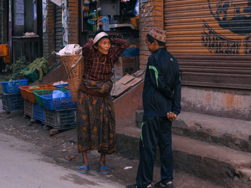 elderly woman talking street