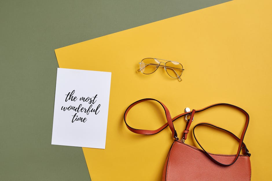 Fashionable accessories flat lay