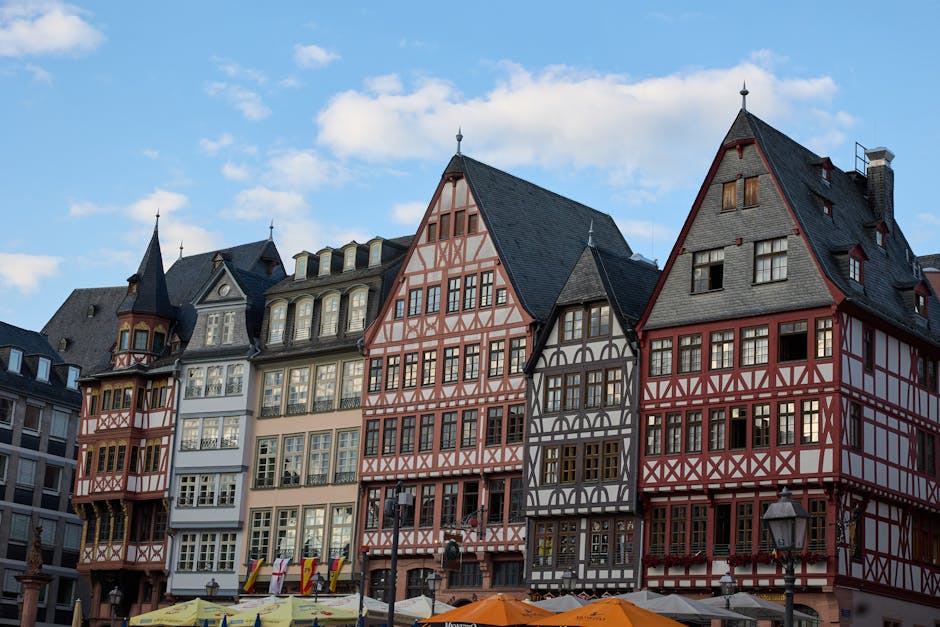 Frankfurt skyline with old timber-frame buildings