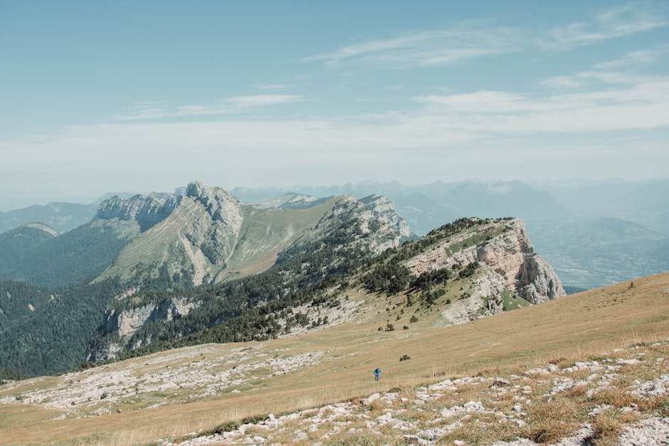 French Alps mountain panorama hikers