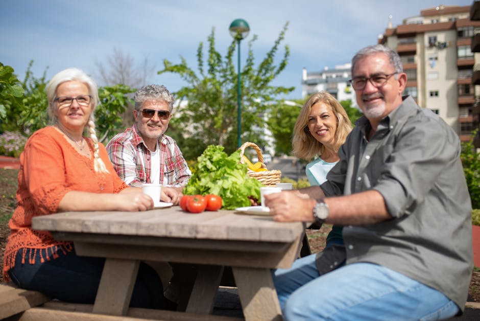 friends enjoying a healthy meal outdoors
