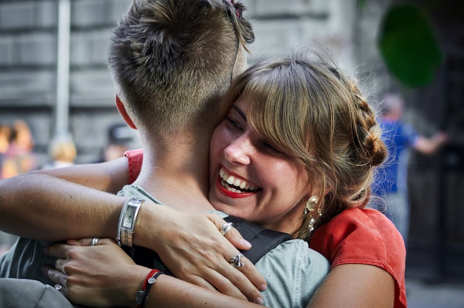 Friends hugging laughing Brazil