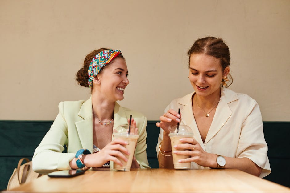 friends laughing coffee shop poland