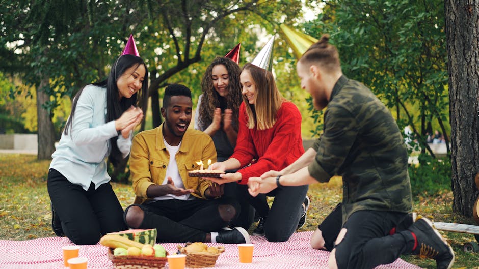 friends laughing diverse group