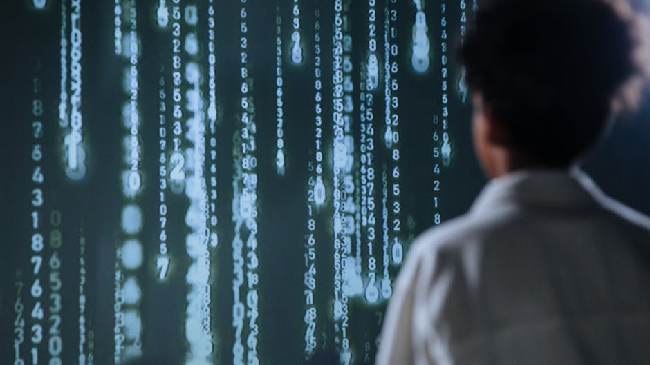 futuristic AI data analysis on screen with polish city background