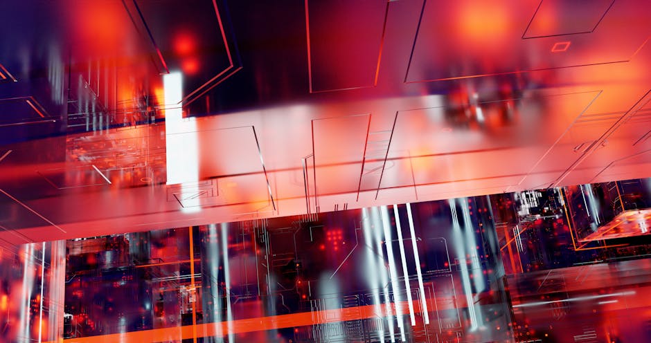 futuristic city with digital interfaces