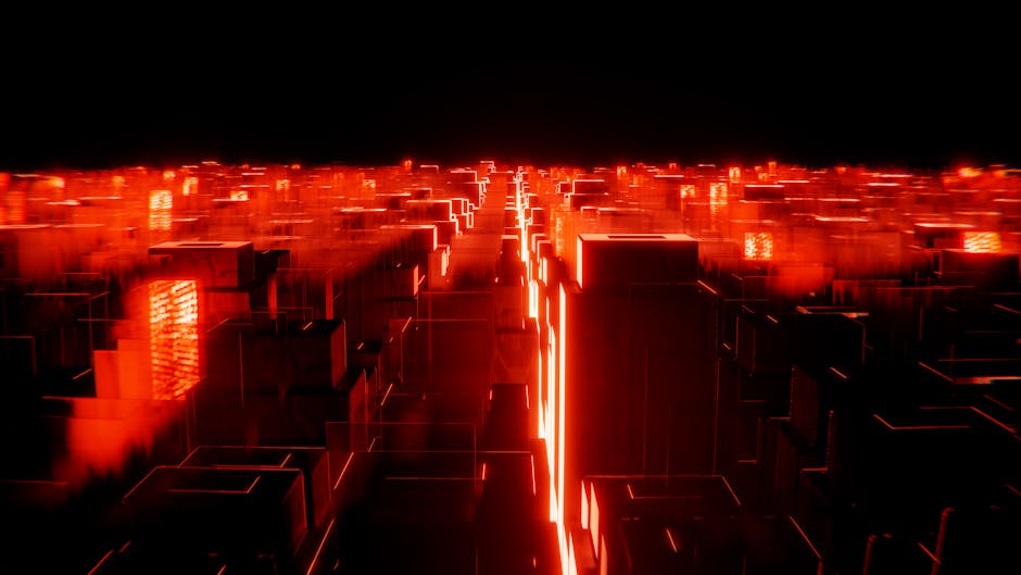 futuristic cityscape with data visualization