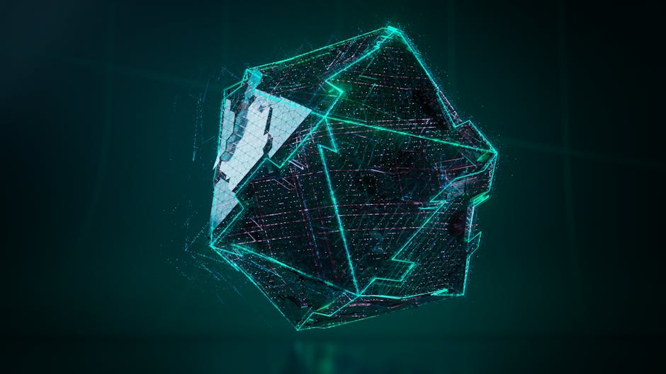 futuristic office desk with AI hologram data