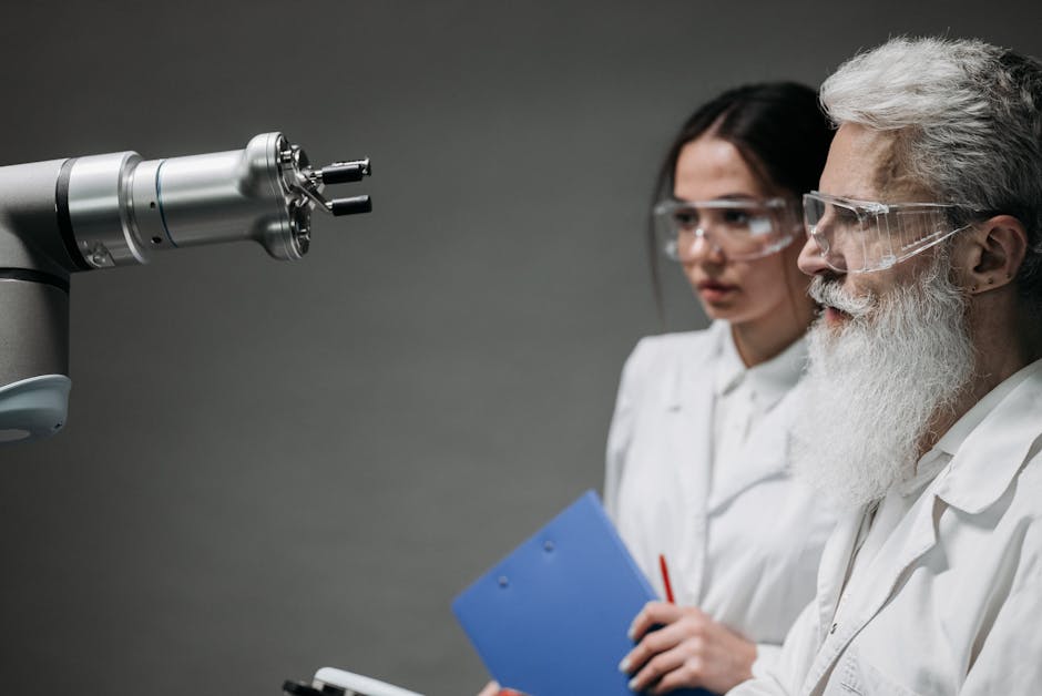 futuristic office people collaborating with AI