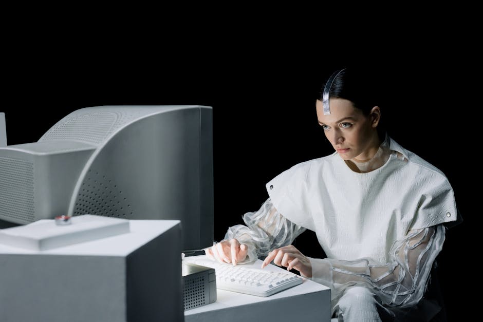 futuristic office with AI dashboards