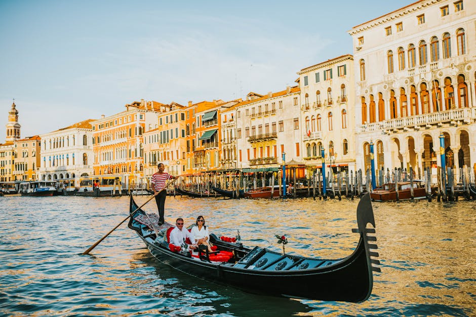 gondola ride in Venice at sunset
