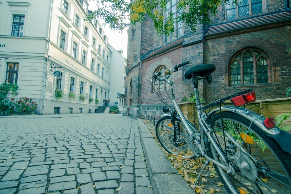 Green German city street bike