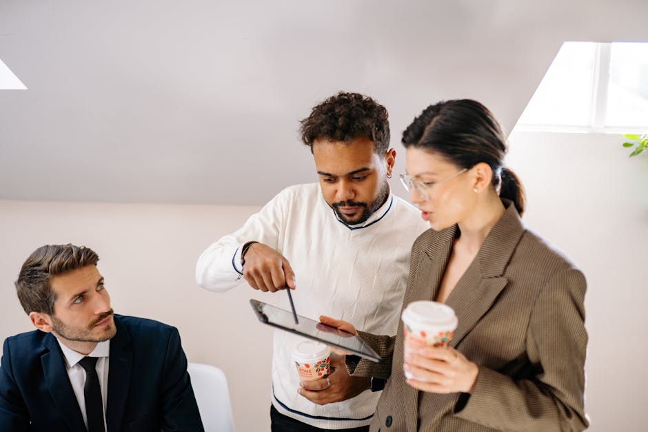 Group of diverse professionals collaborating digitally