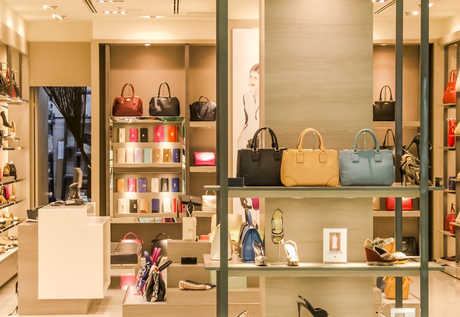 Handbags displayed in chic boutique