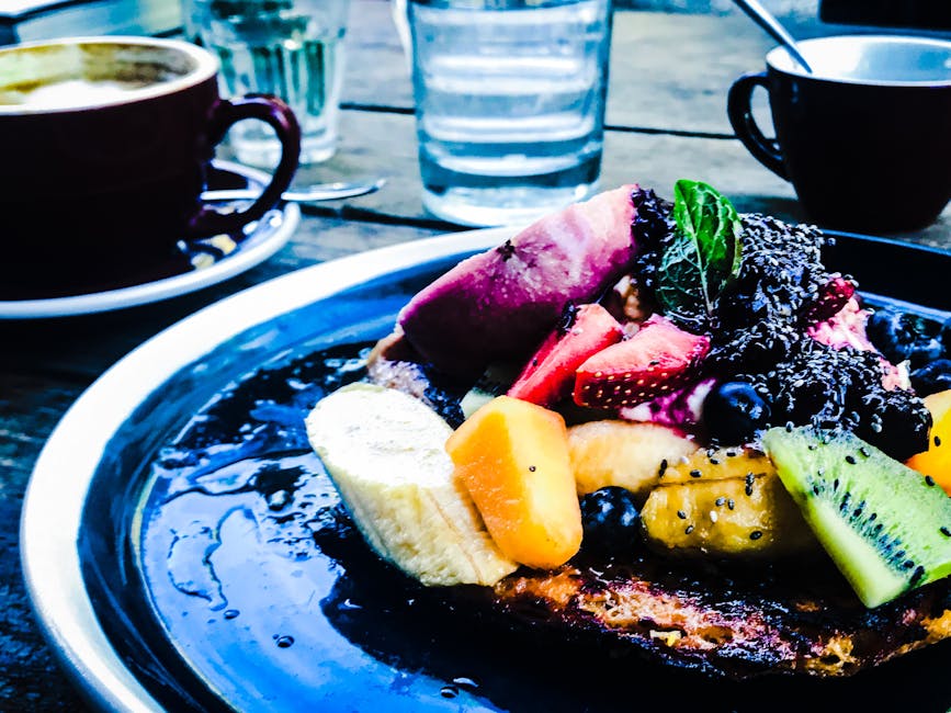 healthy breakfast with fruit and coffee