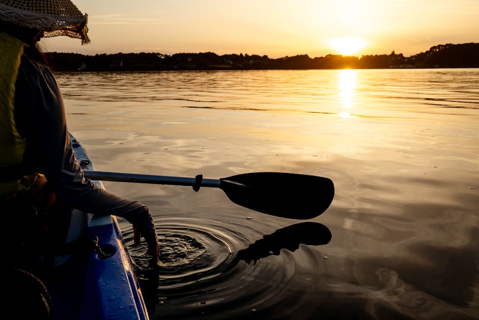 Hidden forest lake kayak sunset