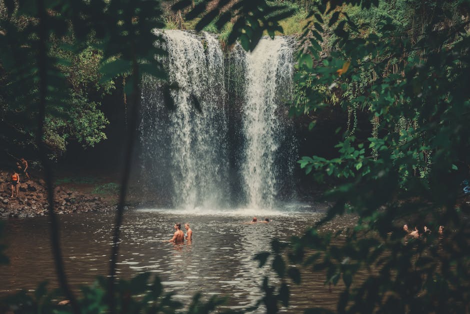 hidden jungle waterfall beach