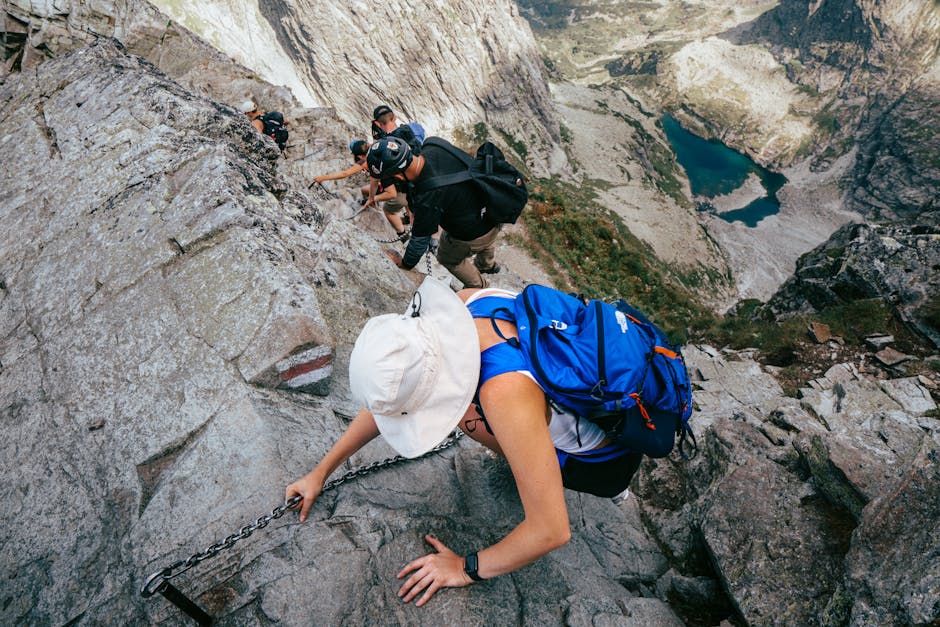 hiker enjoying mountain view in poland