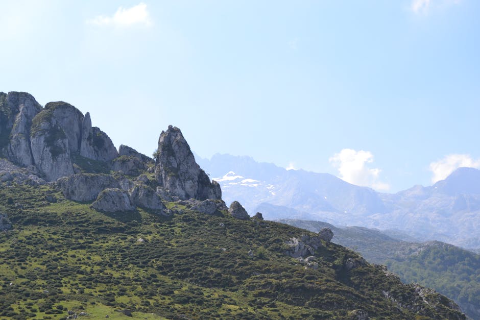 hiking in picos de europa with mountains
