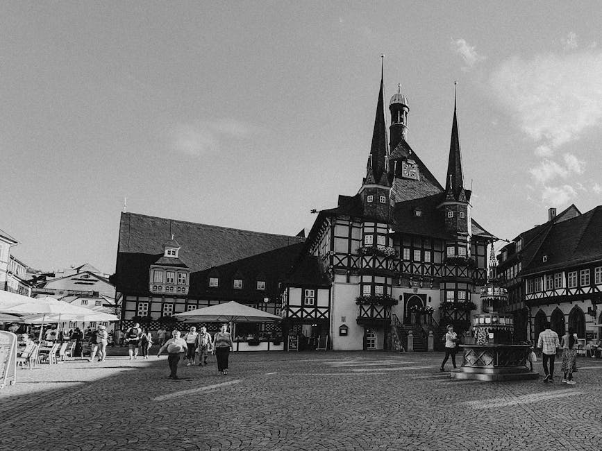 Historic German town square people