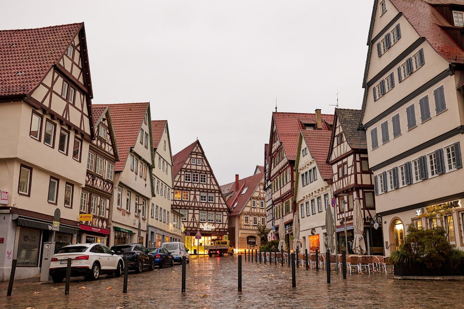 historic town square German half-timbered houses