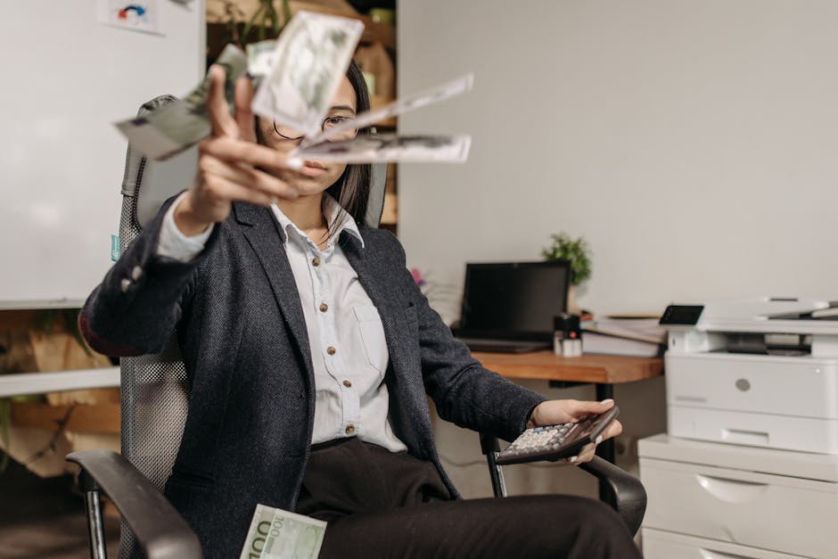 independent professional managing finances with software