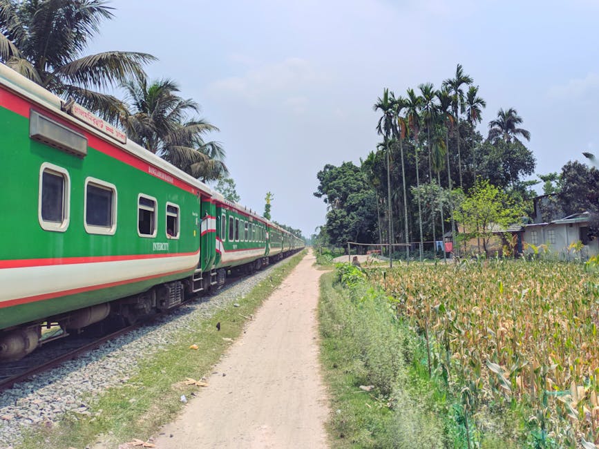 intercity express train passing through rural landscape