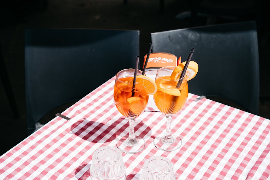 Italian couple having aperitivo at cafe