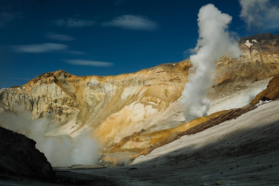 Kamchatka active volcano smoke