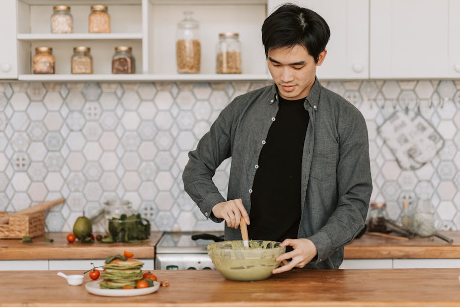 man preparing healthy meal