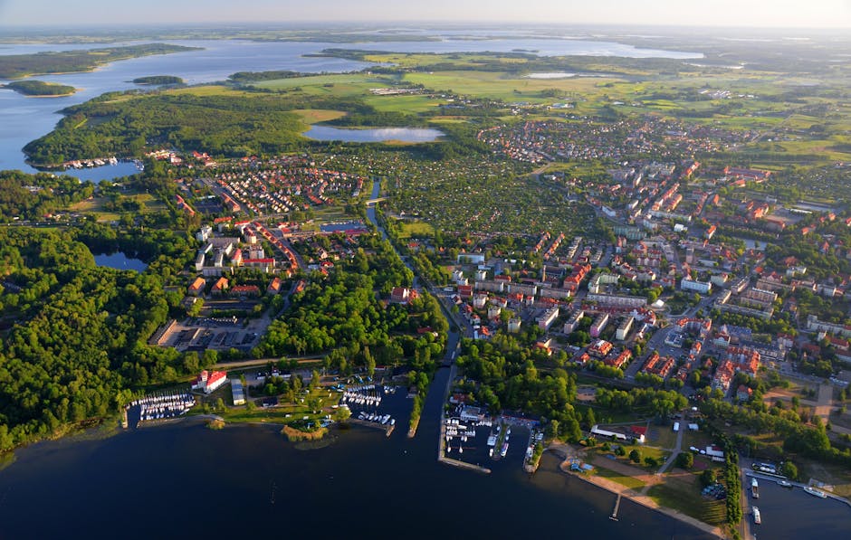 Mazury lakes and sailing boats