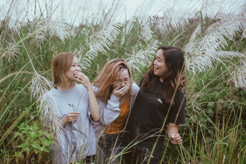 people connecting laughing outdoors